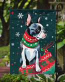 Boston Terrier Christmas Garden Flag – Cozy Dog Holiday Decor with Tree & Presents