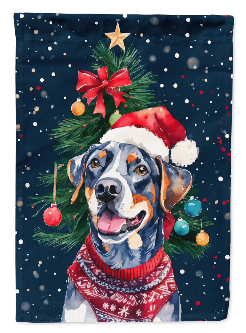 Catahoula Christmas Garden Flag – Cozy Dog Holiday Decor with Tree & Presents