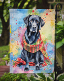 Black Labrador Retriever Christmas Garden Flag – Cozy Dog Holiday Decor with Tree & Presents