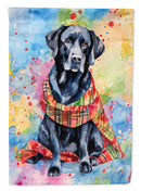 Black Labrador Retriever Christmas Garden Flag – Cozy Dog Holiday Decor with Tree & Presents