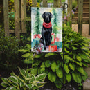 Black Labrador Retriever Christmas Garden Flag – Cozy Dog Holiday Decor with Tree & Presents