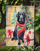 Black Labrador Retriever Christmas Garden Flag – Cozy Dog Holiday Decor with Tree & Presents