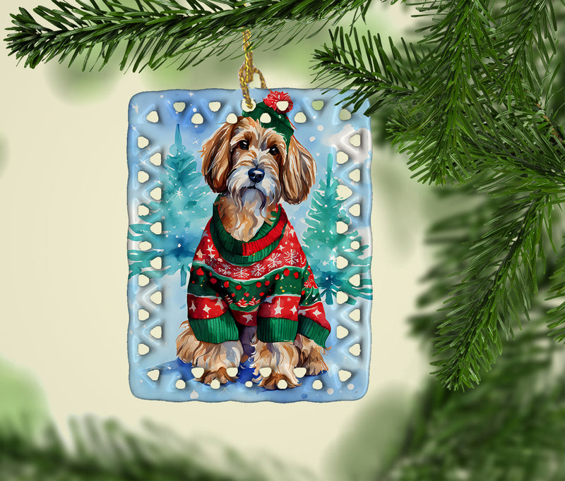 Petit Basset Griffon Vendeen Christmas Porcelain Ornament