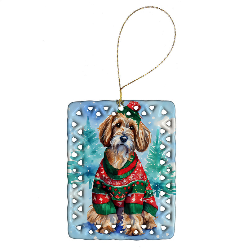 Petit Basset Griffon Vendeen Christmas Porcelain Ornament