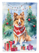 Sheltie Christmas Garden Flag – Cozy Dog Holiday Decor with Tree & Presents