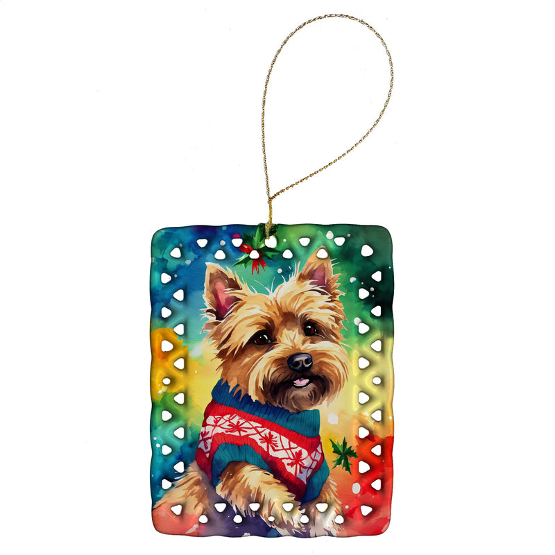 Yorkshire Terrier Yorkie Christmas Porcelain Ornament