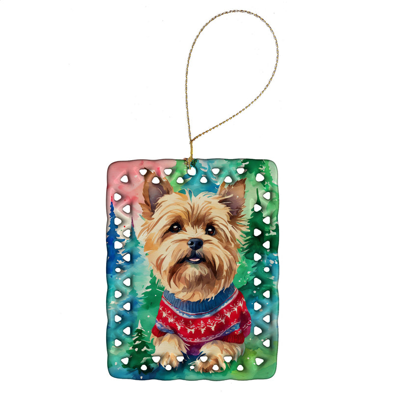 Yorkshire Terrier Yorkie Christmas Porcelain Ornament