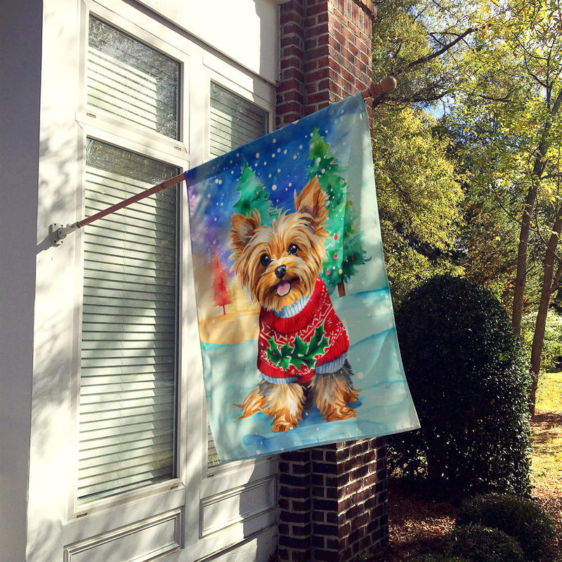 Yorkshire Terrier Yorkie Christmas House Flag