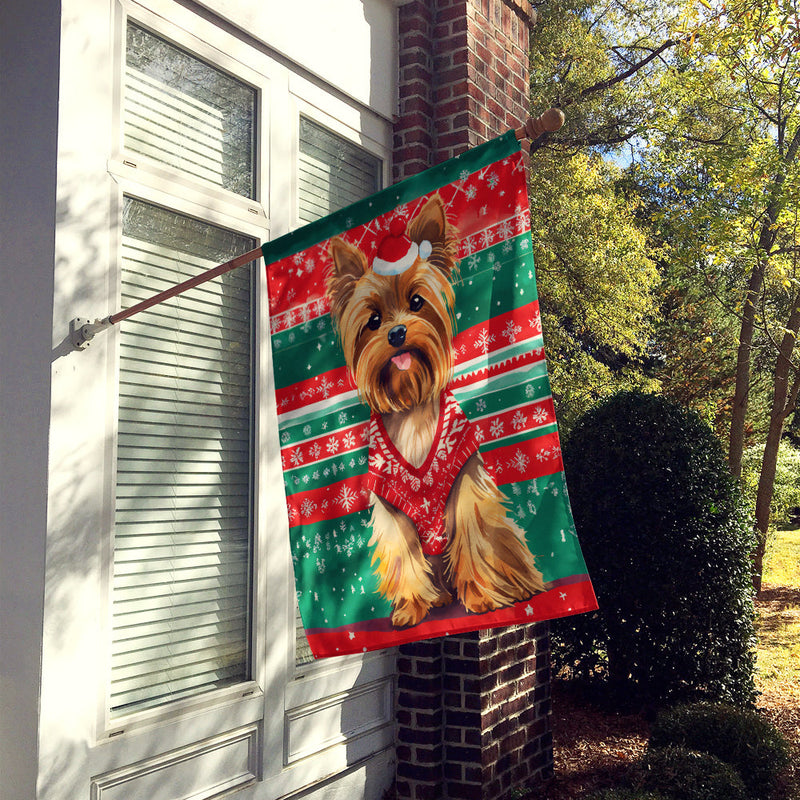 Yorkshire Terrier Yorkie Christmas House Flag