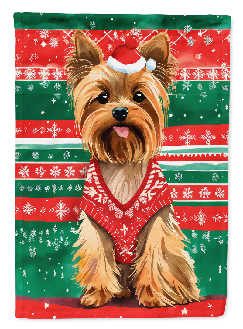 Yorkshire Terrier Yorkie Christmas House Flag