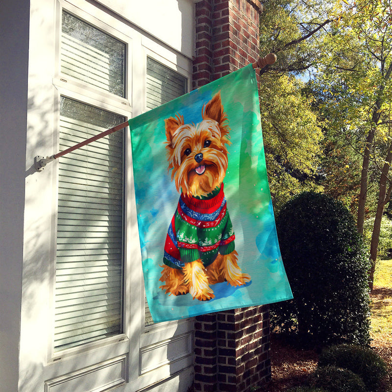 Yorkshire Terrier Yorkie Christmas House Flag