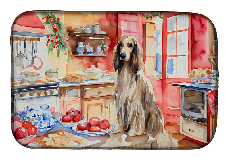 Afghan Hound Christmas Cookies Dish Drying Mat