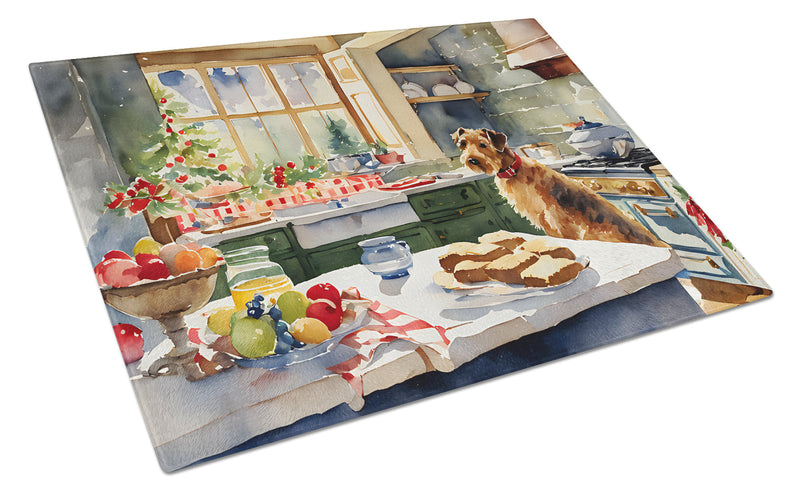 Airedale Terrier Christmas Cookies Glass Cutting Board