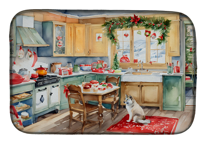 Alaskan Klee Kai Christmas Cookies Dish Drying Mat