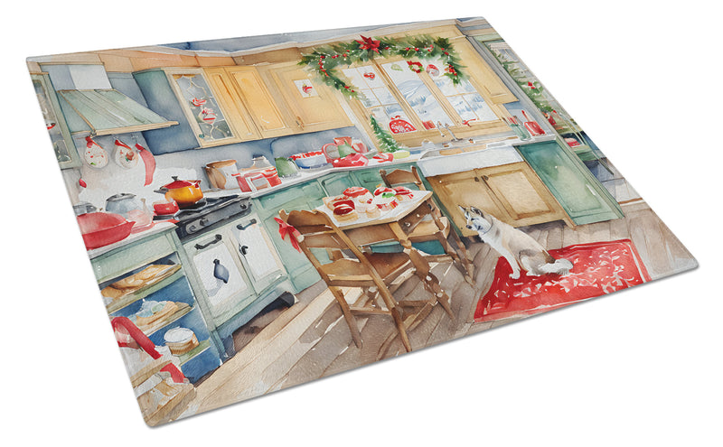 Alaskan Klee Kai Christmas Cookies Glass Cutting Boards – Durable, Decorative Kitchen Art