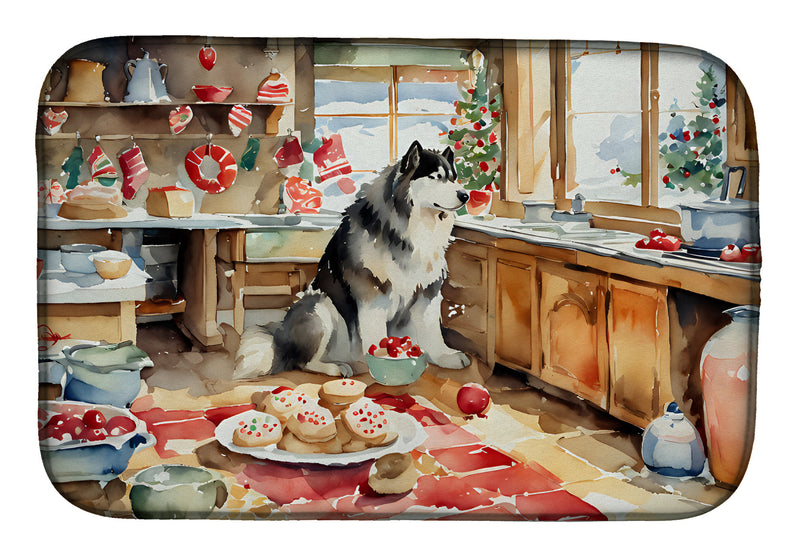 Alaskan Malamute Christmas Cookies Dish Drying Mat