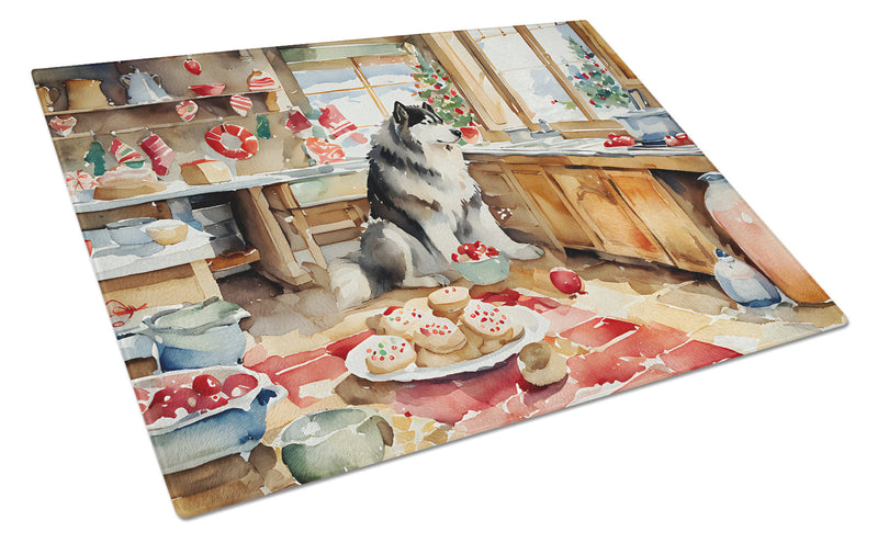 Alaskan Malamute Christmas Cookies Glass Cutting Board