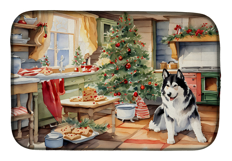 Alaskan Malamute Christmas Cookies Dish Drying Mat