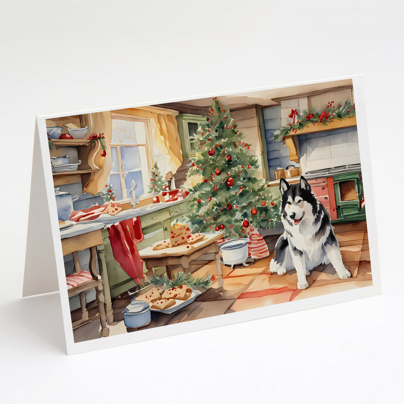 Alaskan Malamute Christmas Cookies Greeting Cards Pack of 8