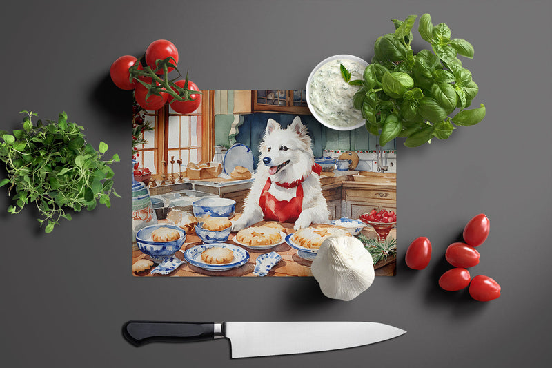 American Eskimo Christmas Cookies Glass Cutting Boards – Durable, Decorative Kitchen Art