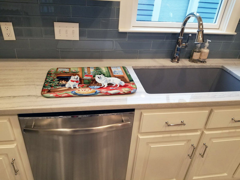 American Eskimo Christmas Cookies Dish Drying Mat