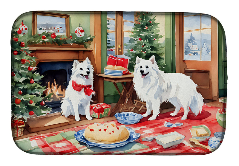 American Eskimo Christmas Cookies Dish Drying Mat