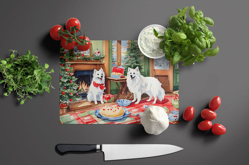 American Eskimo Christmas Cookies Glass Cutting Boards – Durable, Decorative Kitchen Art