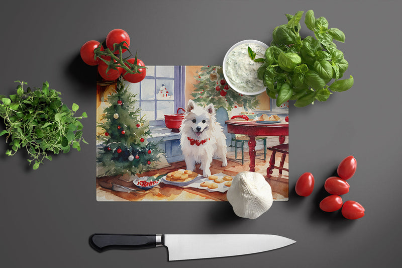 American Eskimo Christmas Cookies Glass Cutting Boards – Durable, Decorative Kitchen Art