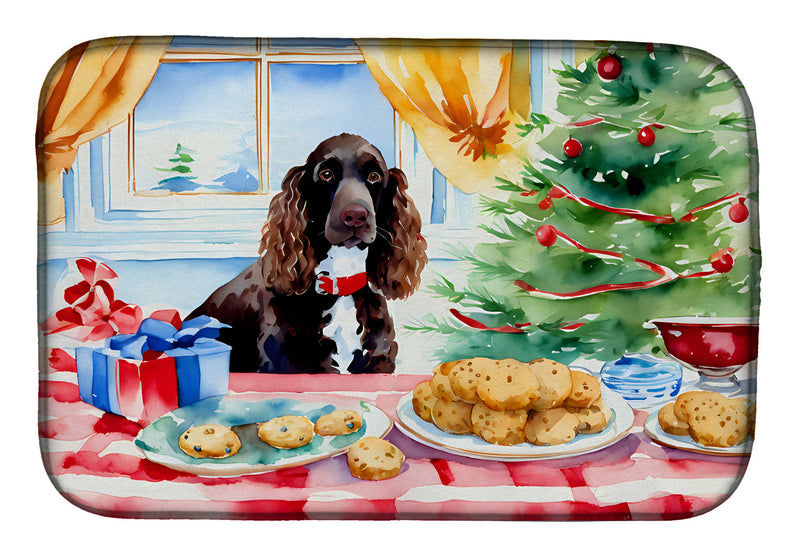 American Water Spaniel Christmas Cookies Dish Drying Mat