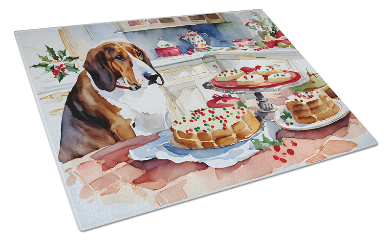 Basset Hound Christmas Cookies Glass Cutting Boards – Durable, Decorative Kitchen Art