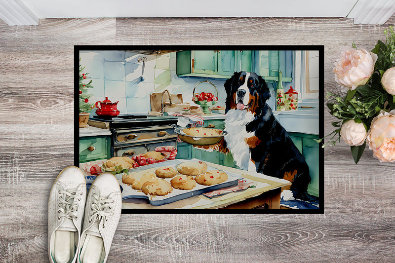 Bernese Mountain Dog Christmas Cookies Doormat - 18X27 Indoor / Outdoor Rug | Made in USA