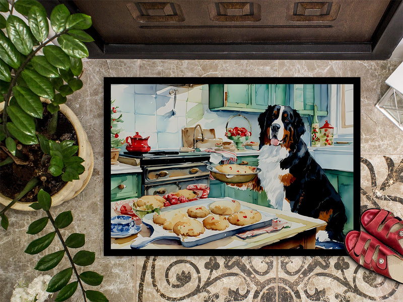 Bernese Mountain Dog Christmas Cookies Doormat - 18X27 Indoor / Outdoor Rug | Made in USA