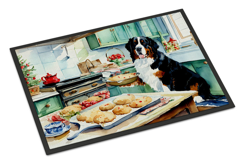 Bernese Mountain Dog Christmas Cookies Doormat - 18X27 Indoor / Outdoor Rug | Made in USA