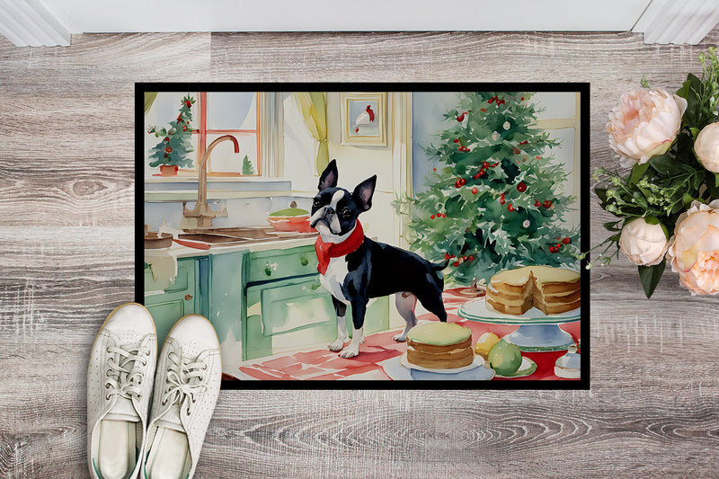 Boston Terrier Christmas Cookies Doormat - 18X27 Indoor / Outdoor Rug | Made in USA