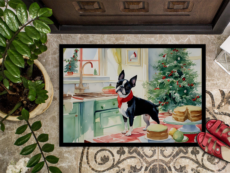 Boston Terrier Christmas Cookies Doormat - 18X27 Indoor / Outdoor Rug | Made in USA