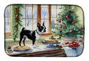 Boston Terrier Christmas Cookies Dish Drying Mat