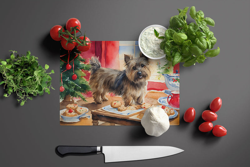 Cairn Terrier Christmas Cookies Glass Cutting Boards – Durable, Decorative Kitchen Art