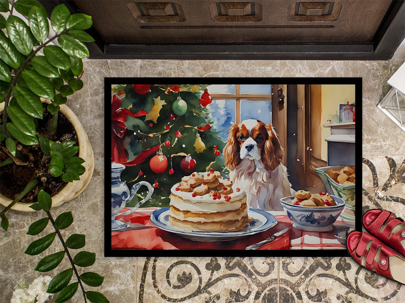 Cavalier Spaniel Christmas Cookies Doormat - 18X27 Indoor / Outdoor Rug | Made in USA
