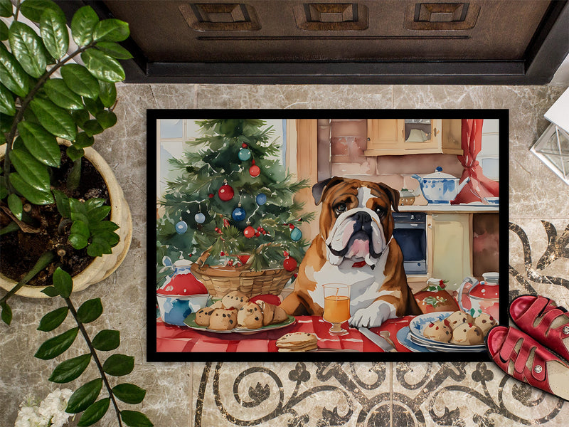 English Bulldog Christmas Cookies Doormat - 18X27 Indoor / Outdoor Rug | Made in USA