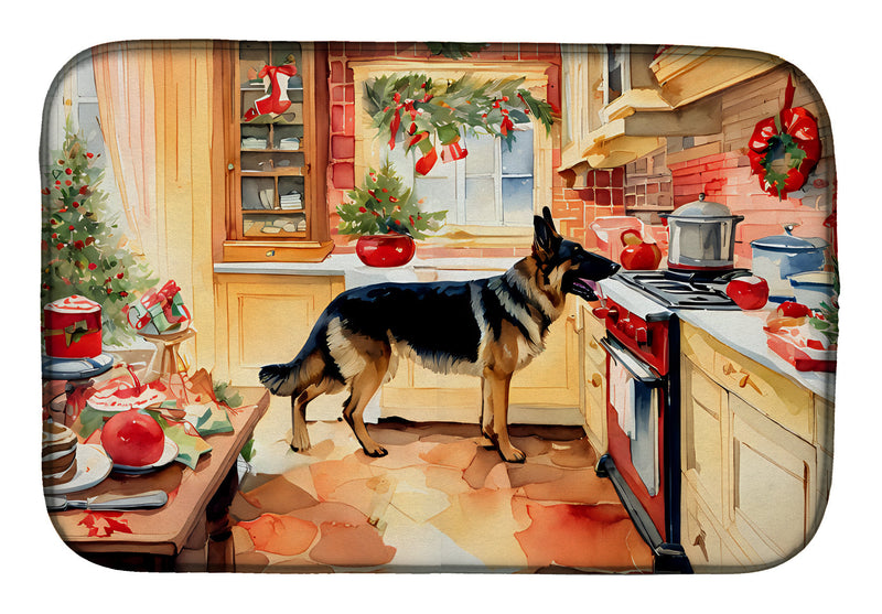 German Shepherd Christmas Cookies Dish Drying Mat