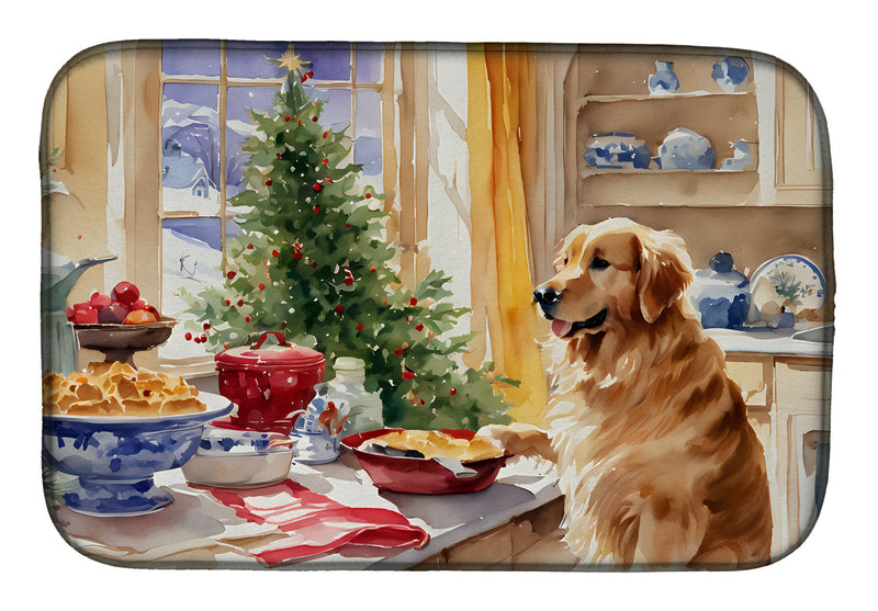 Golden Retriever Christmas Cookies Dish Drying Mat