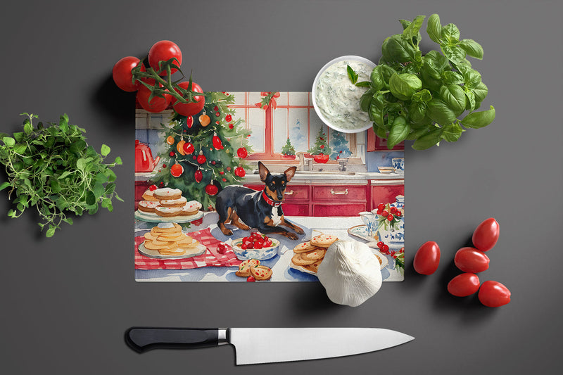Miniature Pinscher Christmas Cookies Glass Cutting Boards – Durable, Decorative Kitchen Art