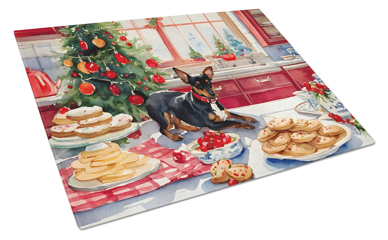 Miniature Pinscher Christmas Cookies Glass Cutting Boards – Durable, Decorative Kitchen Art