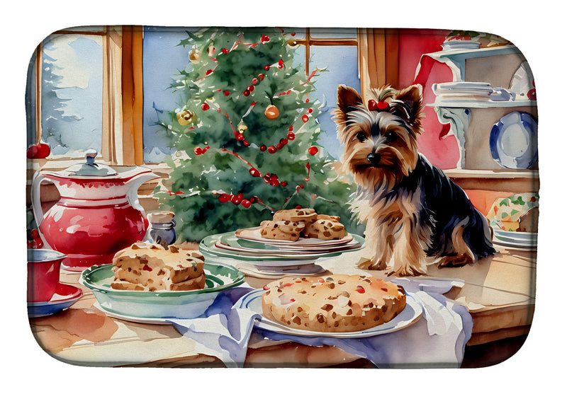 Yorkshire Terrier Yorkie Christmas Cookies Dish Drying Mat