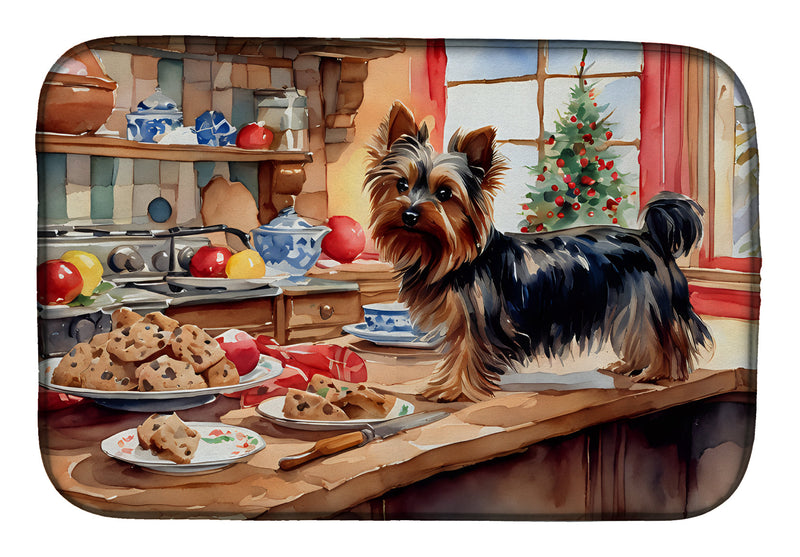 Yorkshire Terrier Yorkie Christmas Cookies Dish Drying Mat