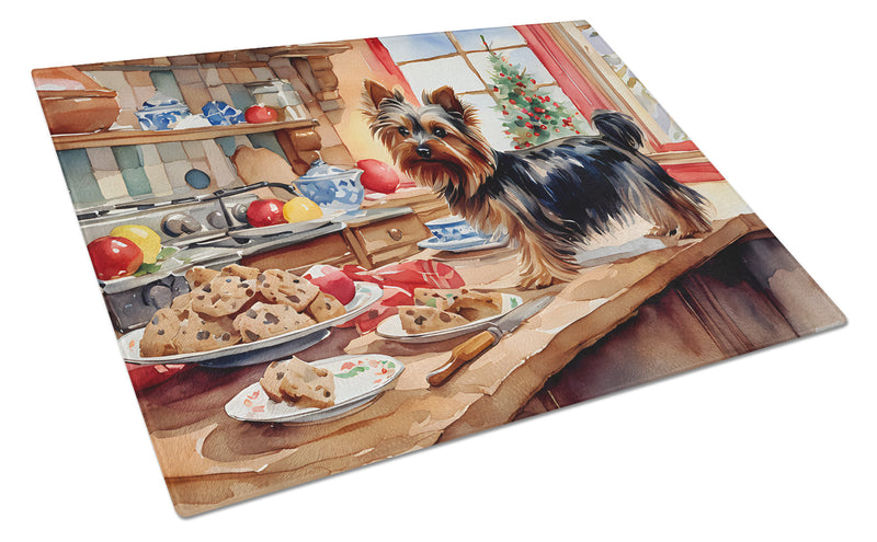 Yorkshire Terrier Yorkie Christmas Cookies Glass Cutting Board