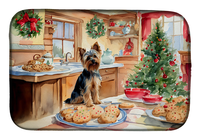 Yorkshire Terrier Yorkie Christmas Cookies Dish Drying Mat