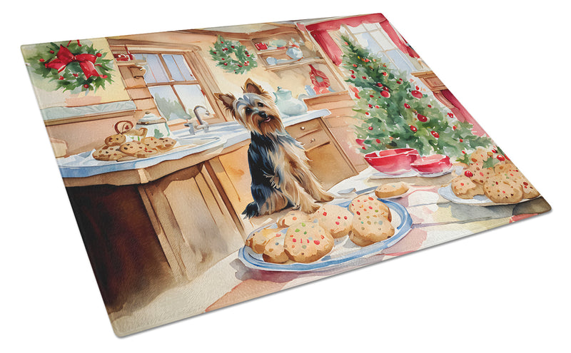 Yorkshire Terrier Yorkie Christmas Cookies Glass Cutting Board