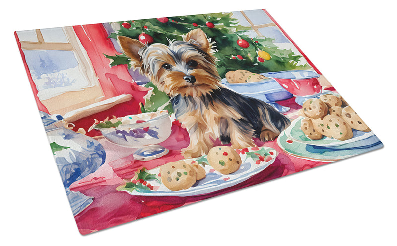 Yorkshire Terrier Yorkie Christmas Cookies Glass Cutting Board