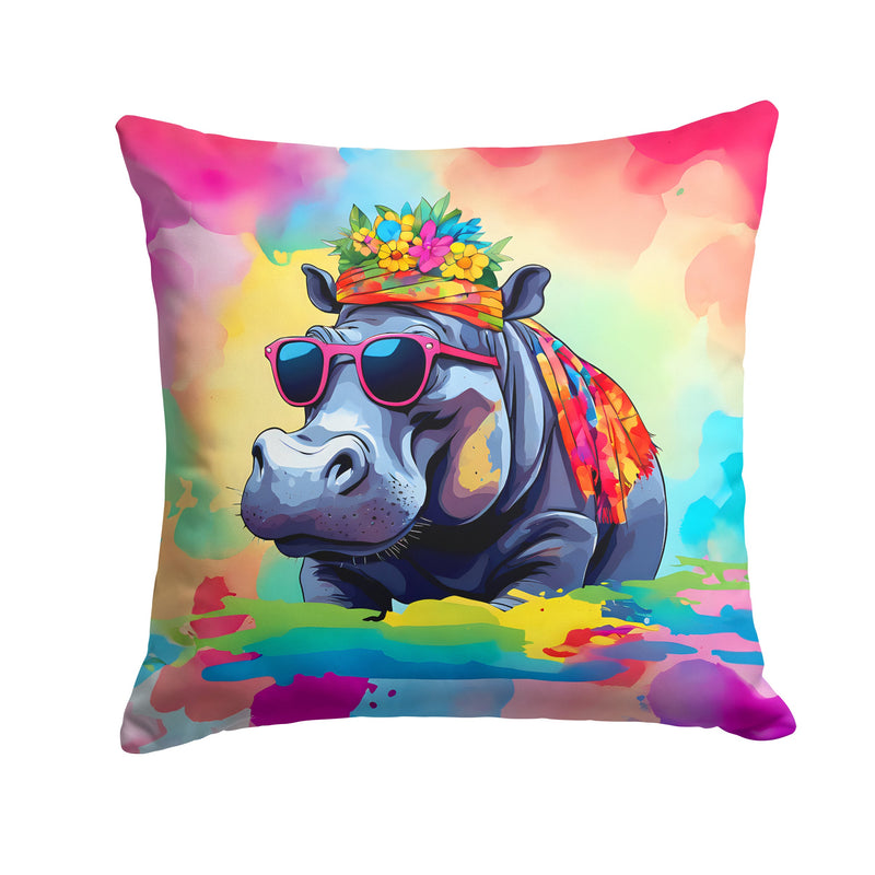 Hippie Animal Hippopotamus Throw Pillow